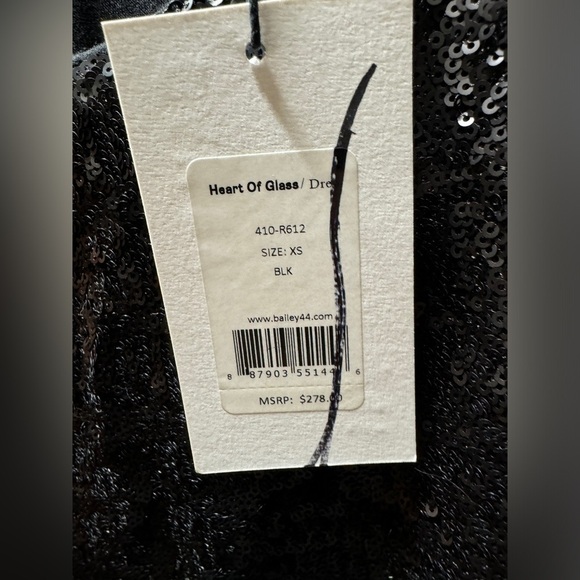 NWT Bailey 44 Heart Of Glass Allover Sequins Black Mini Long Sleeve Dress XS - Picture 17 of 17